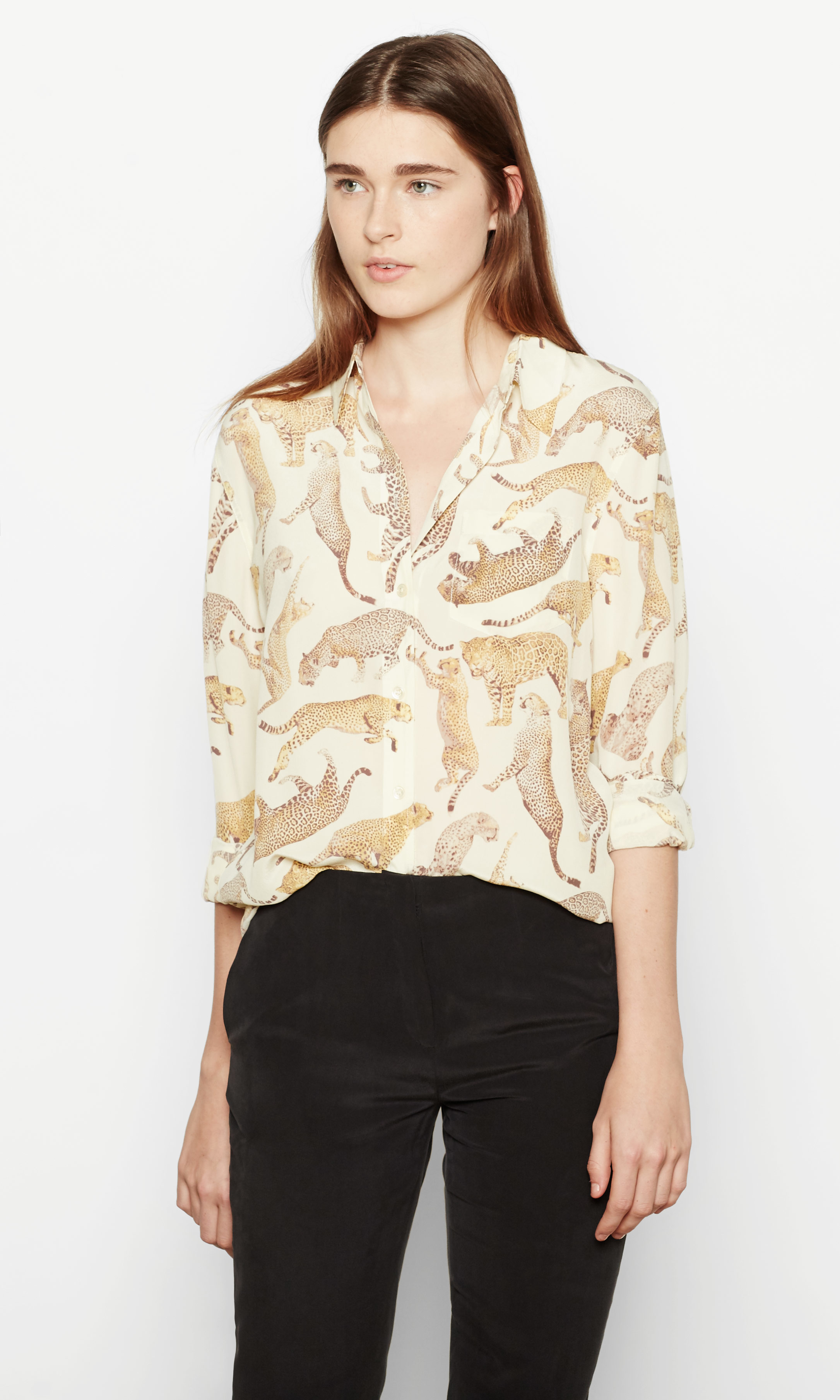Equipment reese single pocket plaid silk blouse